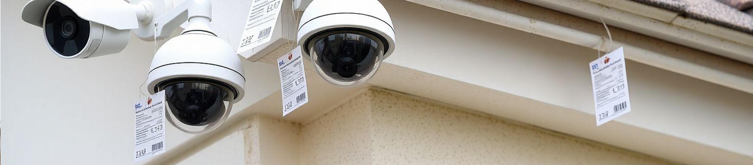 Bezpečnostné kamery s cenovkami pripravené na montáž
